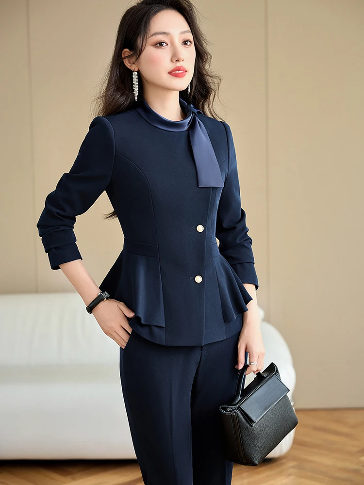 Apricot Blue Black Office Ladies Pant Suit Women Female Business Work Wear Formal Coat Blazer Jacket And Trouser 2 Piece Set