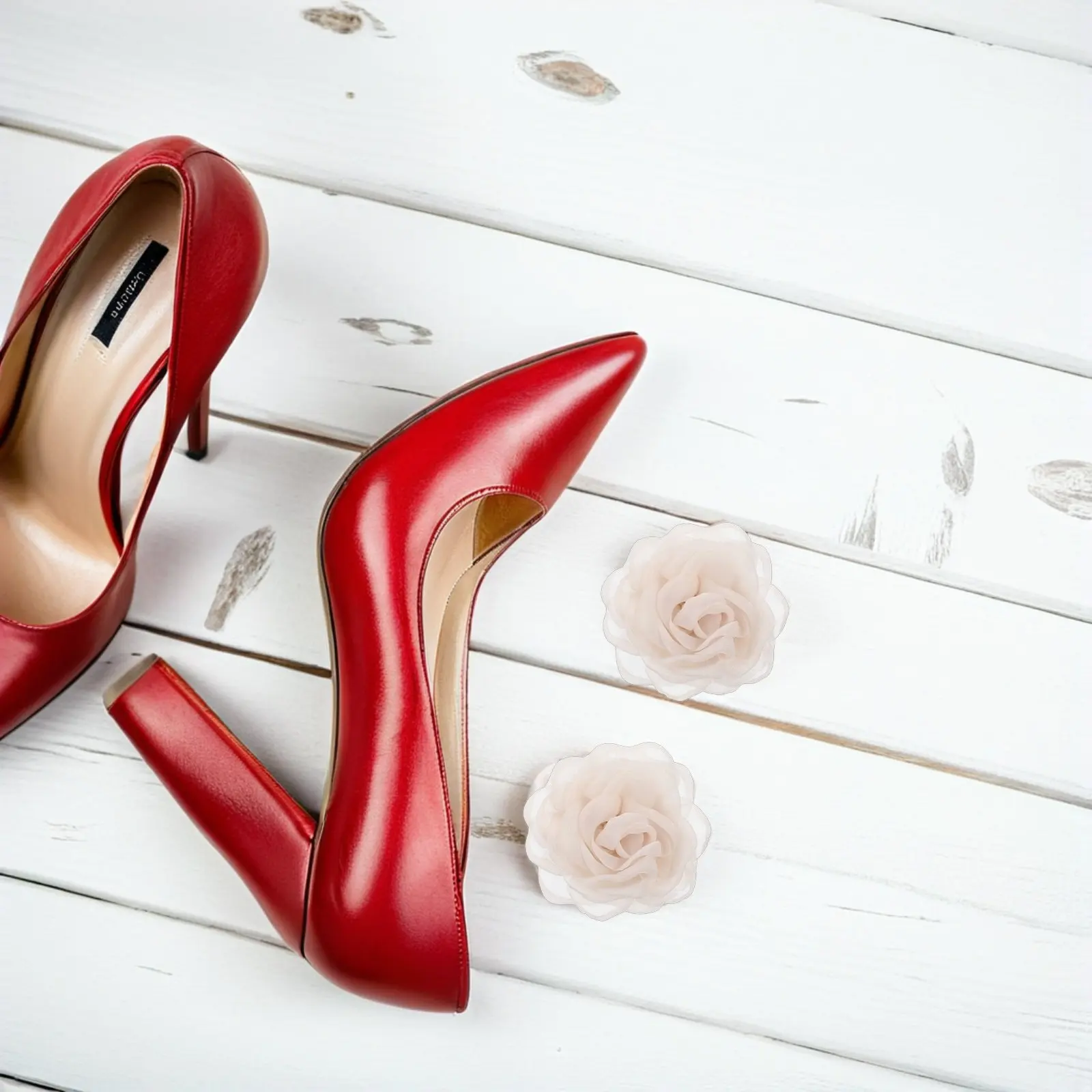 1Pair Detachable Lace Rose Shoe Buckles Elegant Flower Clips Shoe Embellishments for Heels Flats Party Wedding Daily