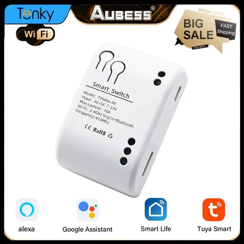 Wireless Remote Control Switch Tuya Smart 10a 1 Gang Self-locking Interlock Rf 433mhz Voice Control With Alexa Home Wifi