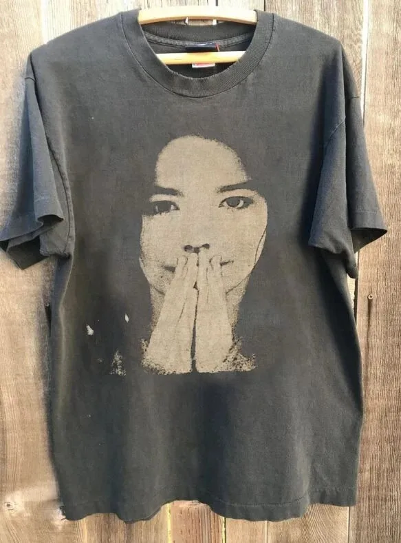 Retro Bjork Björk Debut Rare Design Charcoal Cotton Shirt Unisex S-4XL