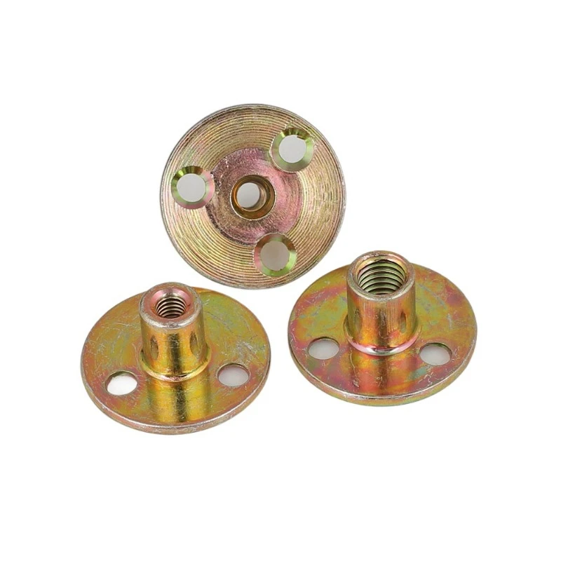 M6/M8/M10/M12 Iron Plate Lock Nut  for Sofa Foot Lock Galvanized Three-hole Flange Nut Wood Furniture Splint Lock Nut