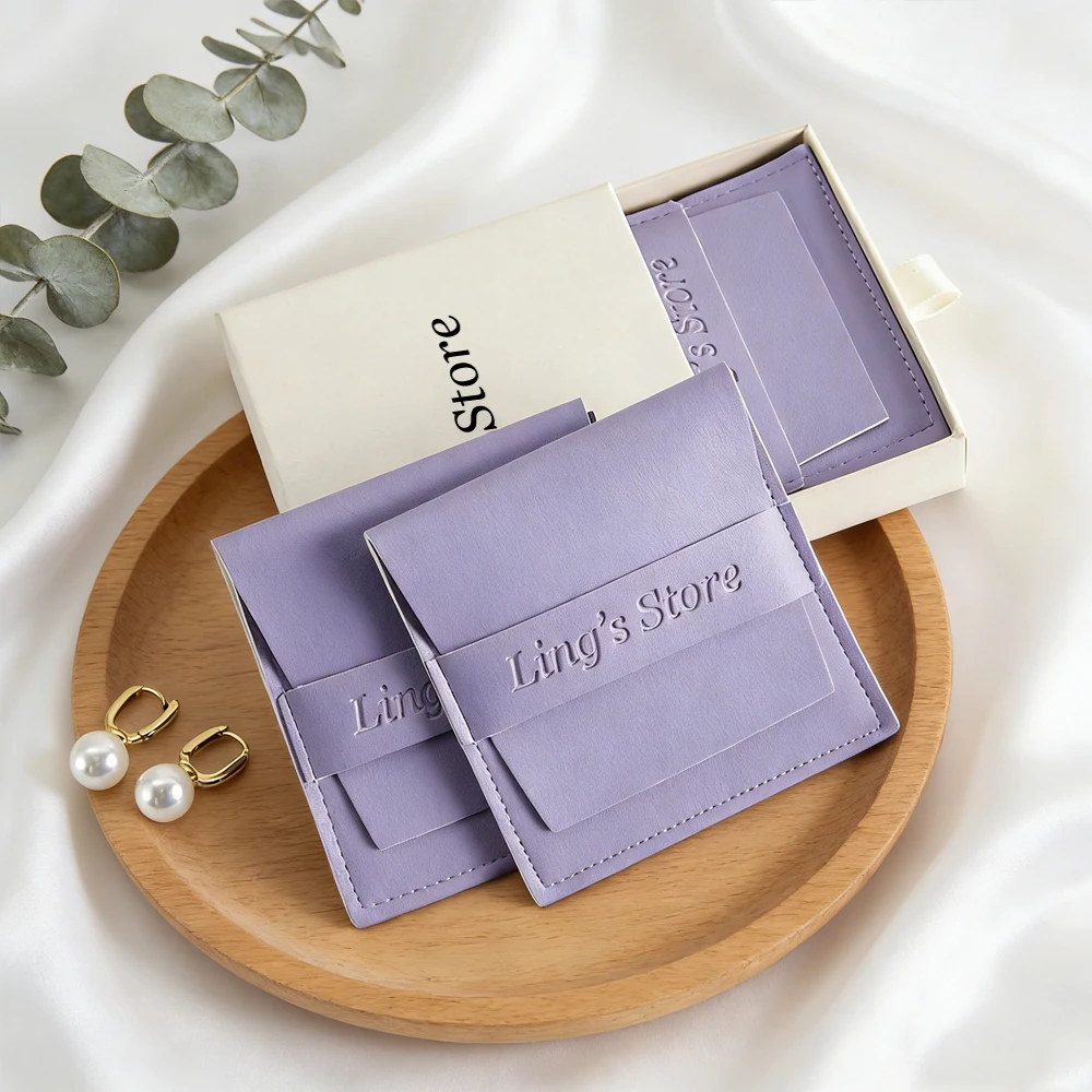 

Custom Logo PU Leather Jewelry Bag Fashion Earring Brooch Stud Packing Cute Protable Pouch Summer Lovely Candy Gift Bags