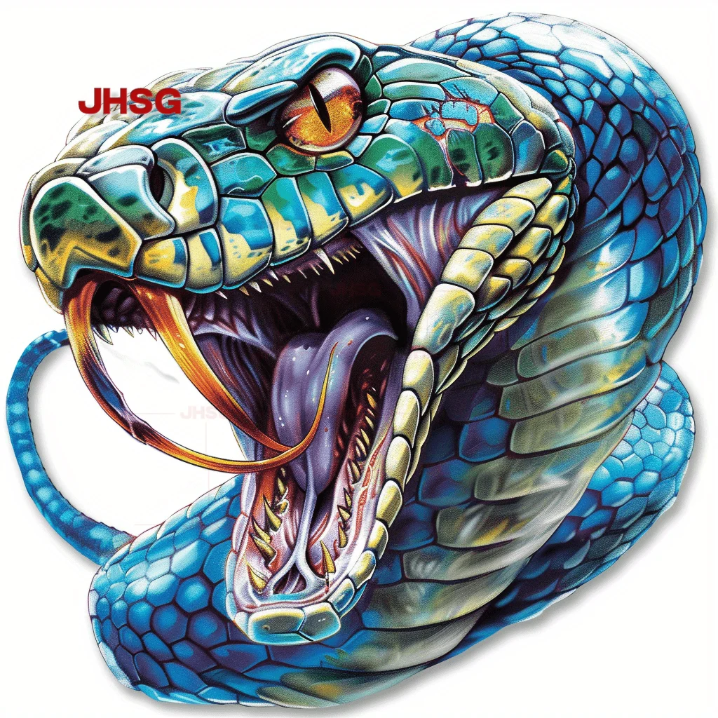 Blue Snake Vinyl Stickers, Waterproof PVC Stickers, Realistic Details for Cars, Motorcycles, Helmets, and Home Appliances