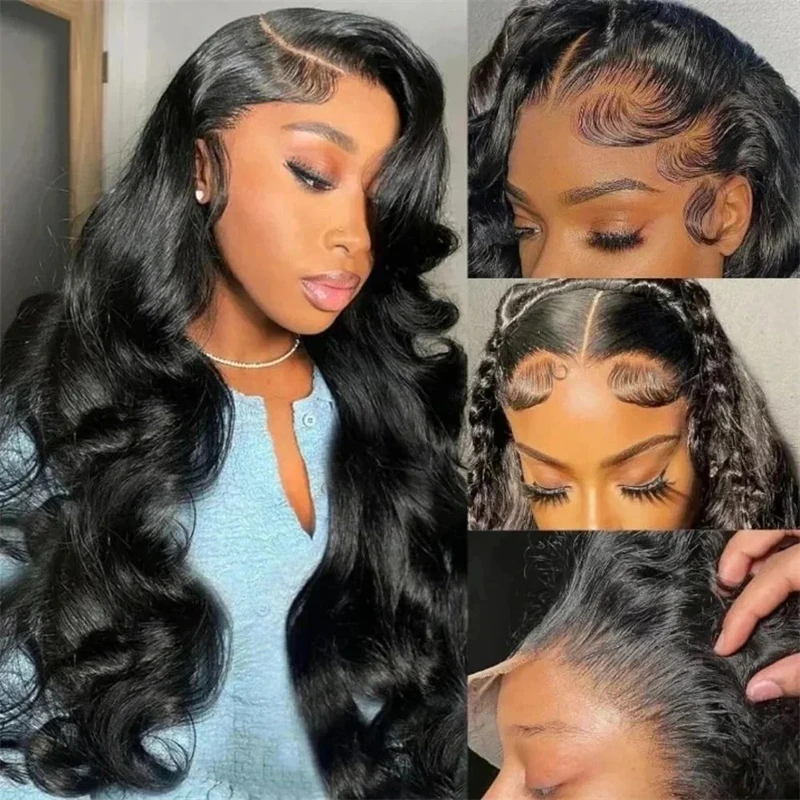 

Alimice 4x4 HD Transparent Lace Closure Wig Glueless Body Wave Human Hair Bleached Knots No Glue Wig With Baby Hair