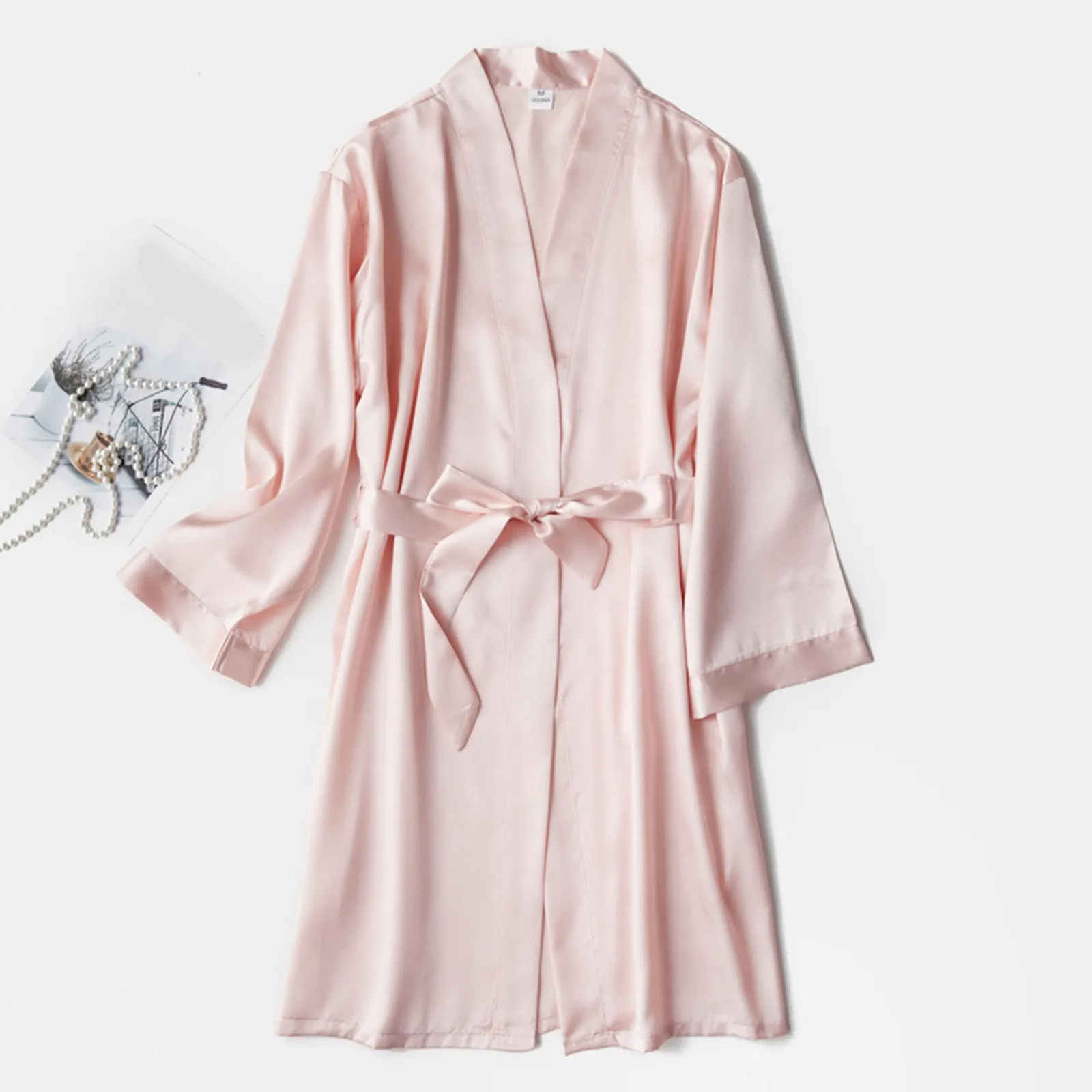 Kimono Robe Bathrobe Women Bridesmaid Robes Autumn Sexy Solid Satin Nightgown Robes Female Home Dressing Gowns Pajamas Plus Size