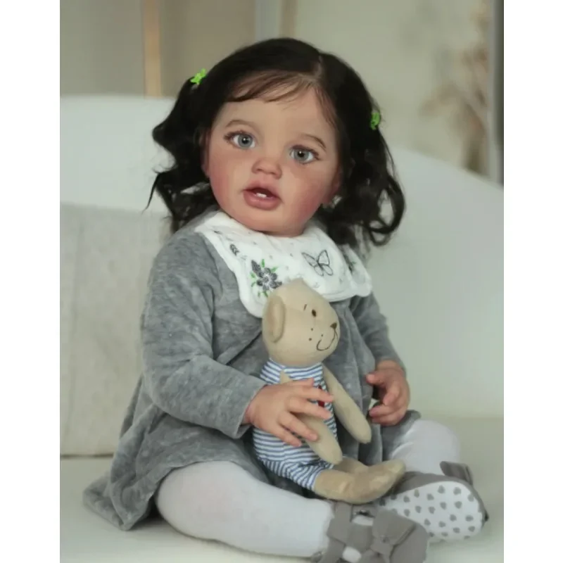 24 Inch Already Painted Reborn Doll Kits Lottie  Unassembled DIY Doll Parts with Cloth Body and Brown Eyes