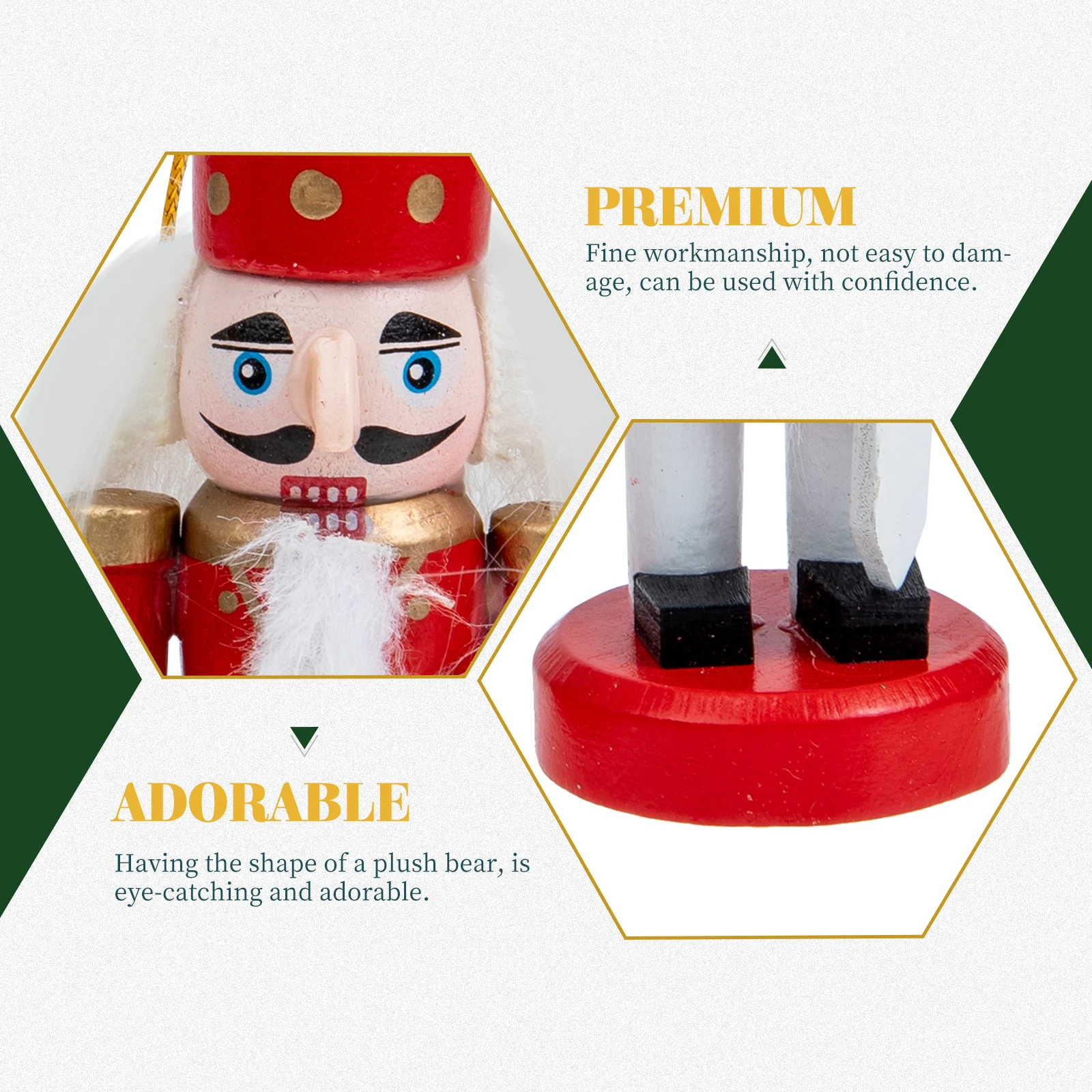 

4Pcs Xmas Nutcracker Decoration Wood Soldier Puppet Ornament for Christmas Tree Shelf Hanging Desktop Festive Home Decor Gift