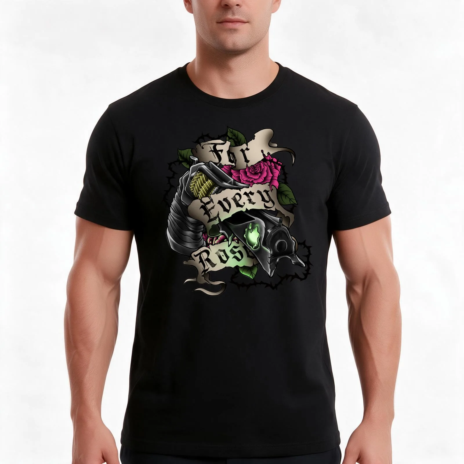 For Every Rose T-Shirt, Summer Casual Cotton Tee, Oversized Streetwear Tops, Vintage Graphic Print, Loose Fit Short Sleeve