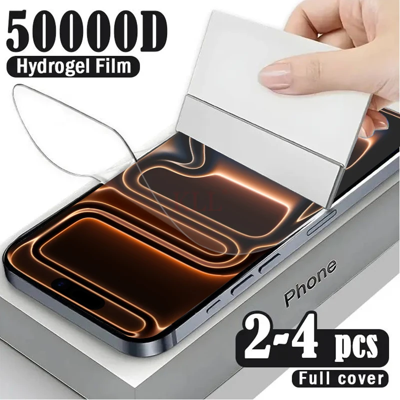 

2-4pcs Clear Silicone Hydrogel Soft Film For iPhone 17 Pro Max Screen Protector for iPhone 16 Pro 17 Air 16e 15 14 Plus 13 12