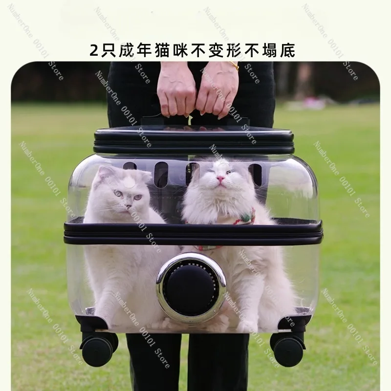 Pet Travel Suitcase and Large-Capacity Backpack,Portable Multi-Pet Carrier for Two Cats or Dogs,Lightweight Outdoor Pet Stroller