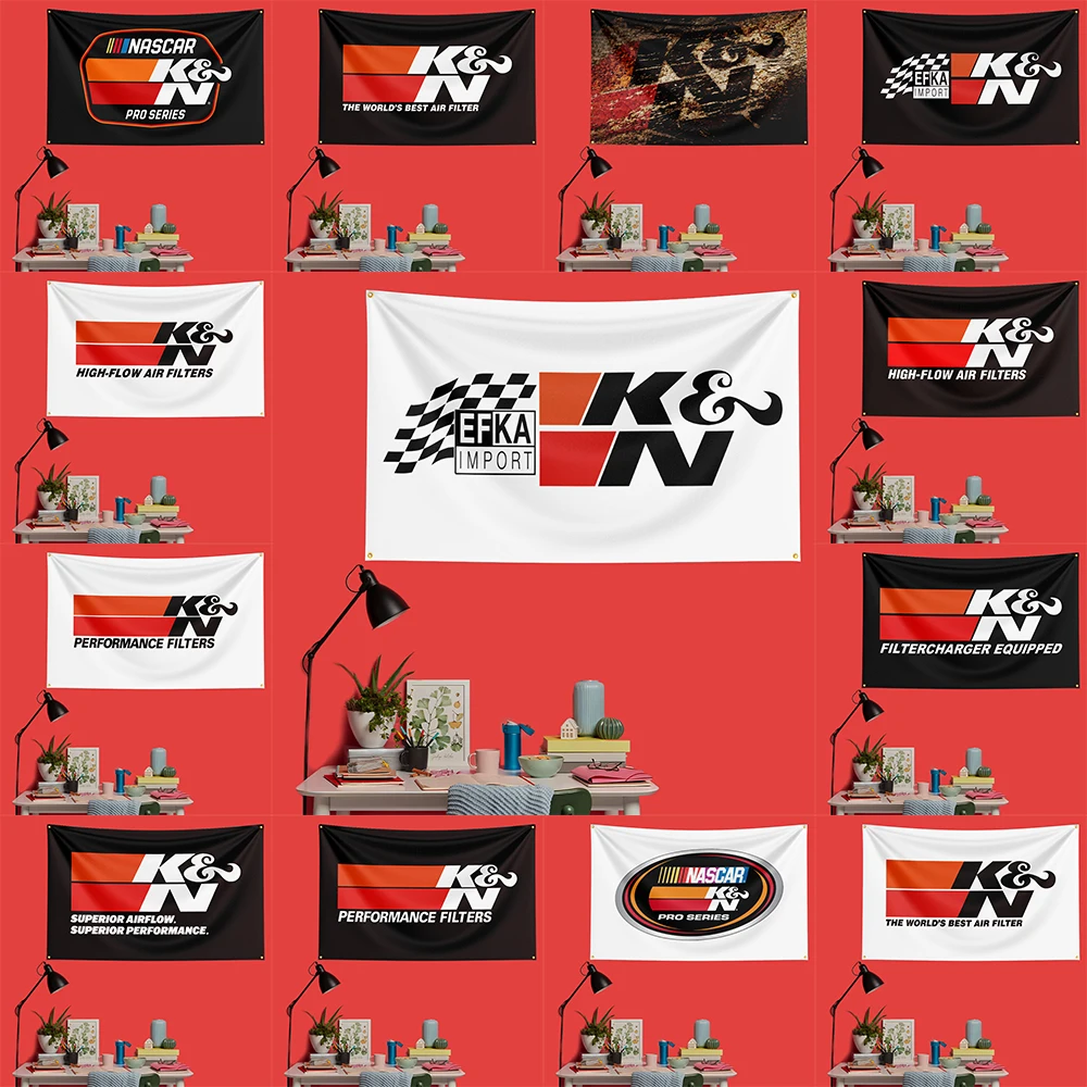 K&N Filter Flag 3x5 FT 90x150cm Polyester Garage Wall Decor Banner For Auto Performance Fans