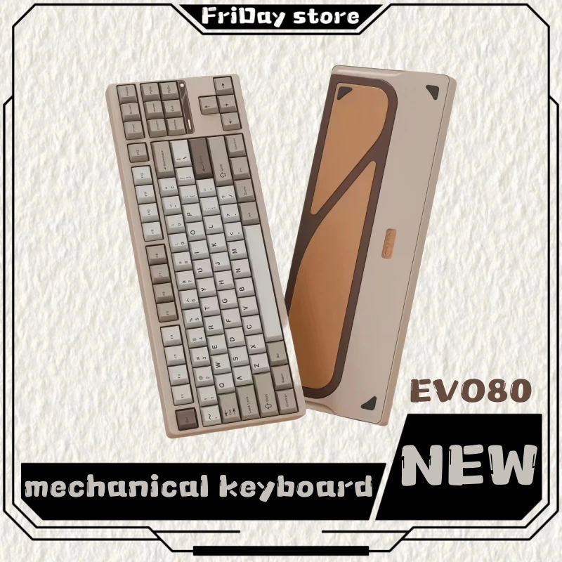 Evo80 Mechanical Keyboard Bluetooth Three Connection Modes Hifi Finished Office Game Linear Aluminum Mechanical Keyboard Wallpap