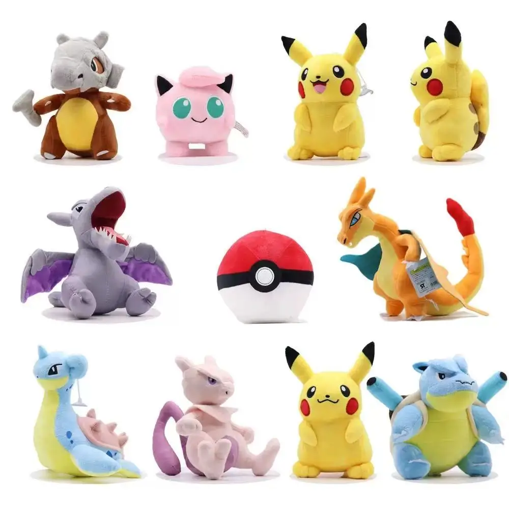 Pikachu 20cm Stuffed Plush Toys Kawaii Raichu Jenny Turtle Anime Doll Kids Birthday Christmas Gift
