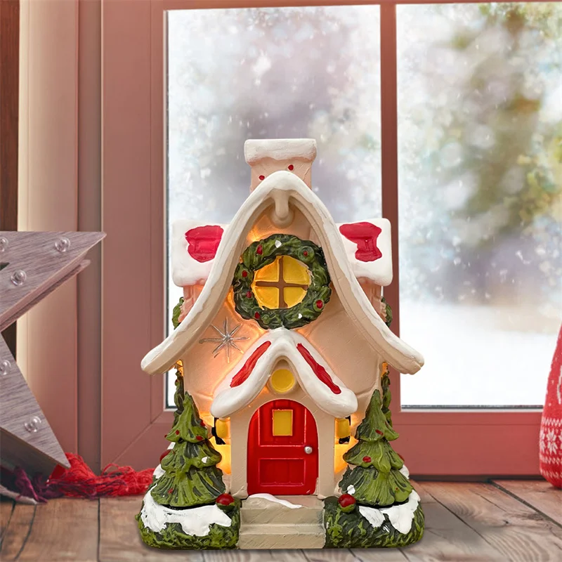 Quemador de incienso de Navidad, quemador de incienso creativo para cabaña, quemador de incienso de cabina, casa de pueblo de resina para regalos de decoración del hogar