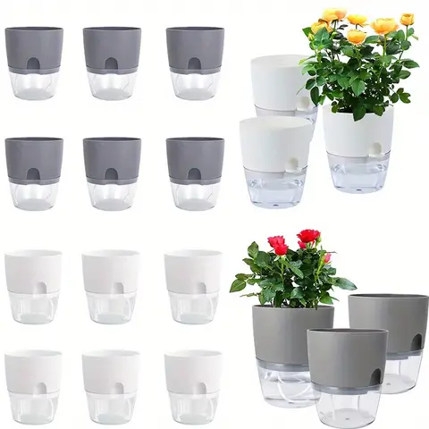 10/5 個自己散水プラスチック植木鉢二重層水耕植物盆栽ポット花瓶多肉植物鉢植えホームオフィスの装飾
