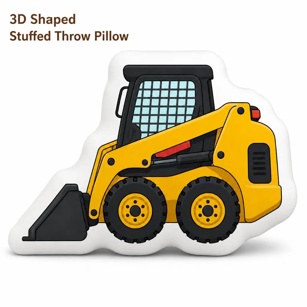 Yellow Skid Steer Loader Cartoon Plush Pillow Cushion Stuffed Throw Pillow Home Decor Gift Sofa Bed Children's Bedroom Gifts