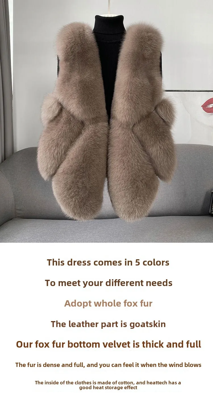 2024 autumn and winter new fox fur vest women's short coat young fur integrated vest winter coat women