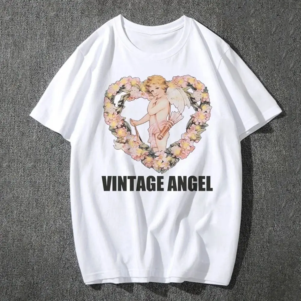 Fashion Fiorucci Baby Angel Graphic Tshirt Summer Classic Aesthetic T Shirt for Women Kawaii Clothes