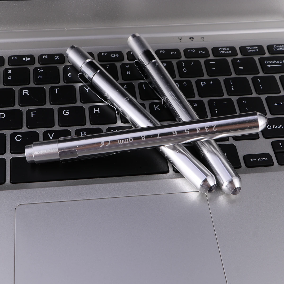 

2Pcs Nurse Medical Pen Light Pupil Gauge Push Button on Off Durable Metal White Nurse