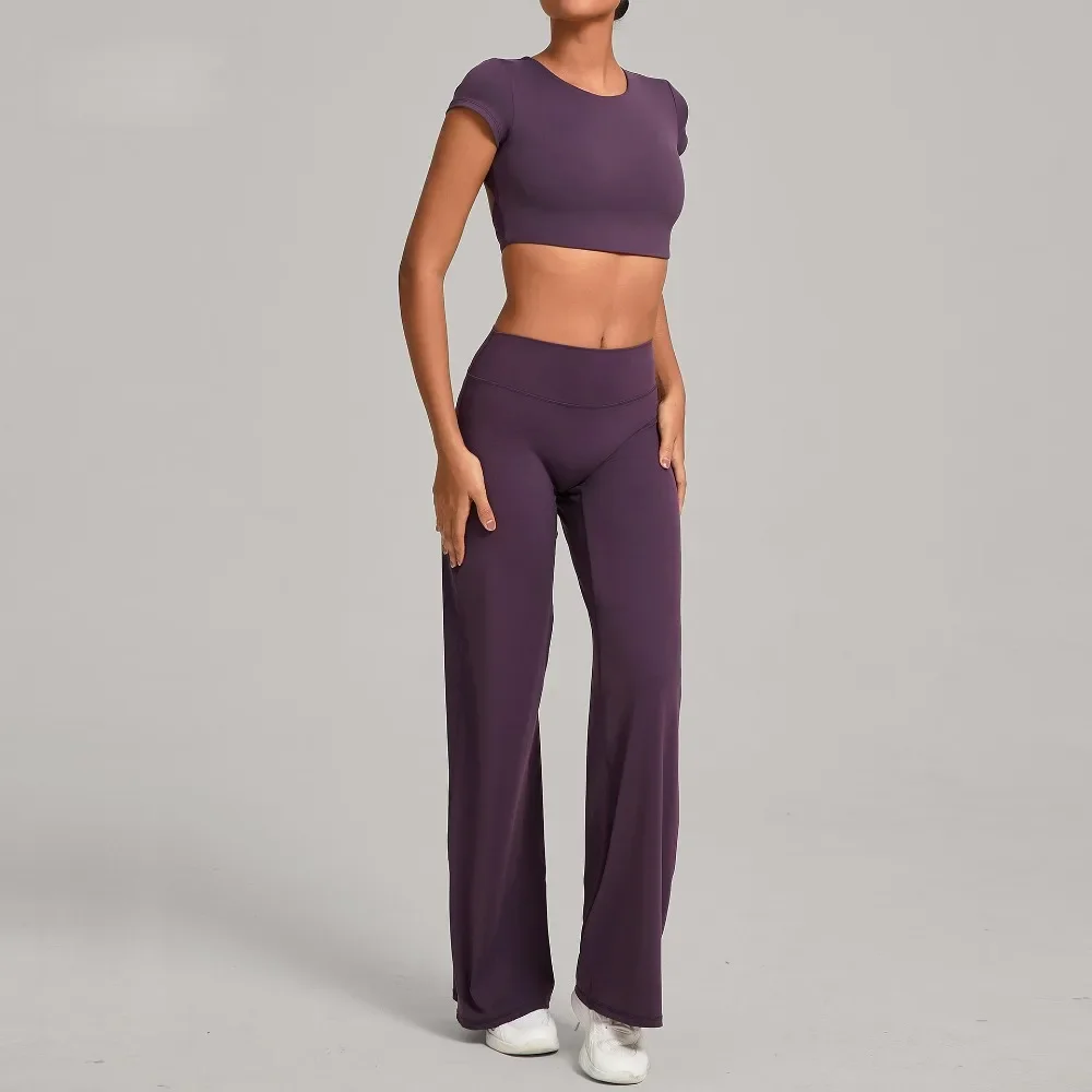 Tight-Fitting Backless Yoga Quick-Drying Straight-Leg Pants Sports Fitness Running Two-Piece Set for Women Gym Workout Yoga Suit - Image 6