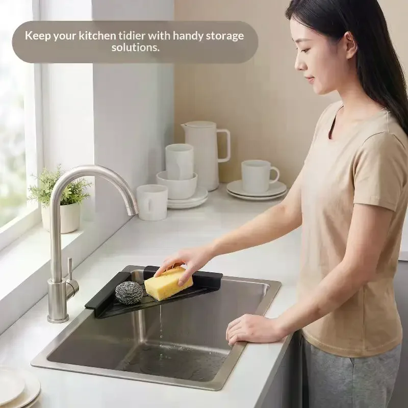Kitchen Sink Corner Drain Caddy Detachable Fast Draining Stable Storage Organizer for Sponges Brushes Soap Kitchen Sink Tools
