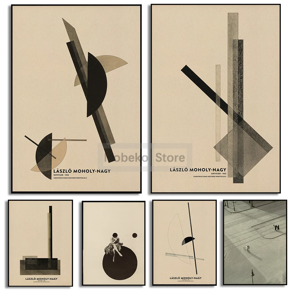 Bauhaus Moholy Nagy Poster Geometric Minimalist Prints Canvas Painting Wall Art Pictures Home Room Mid Century Modern Decoration