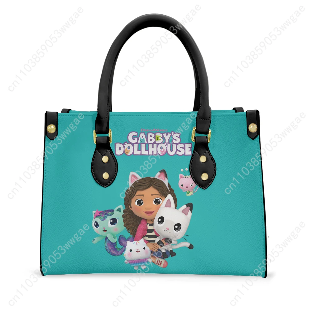 Gabby's Dollhouse Tote Bags Purse Womens Mens Personalized Text Image PU Leather Customized Handbags Commuter Shopping Gift Bags