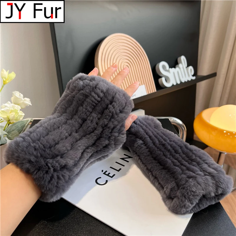 Hot Sale Winter Real Fur Golve Women Outdoor Warm 100% Real Rex Rabbit Fur Gloves Knit Thick Natural Soft Rex Rabbit Fur Mittens