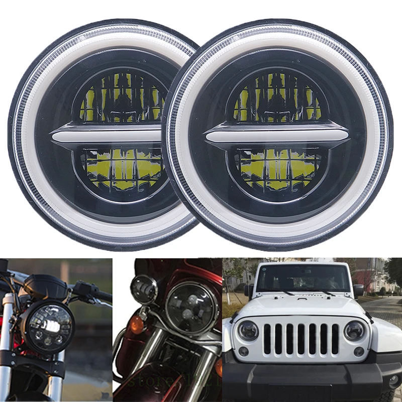 Faro redondo LED de 7 pulgadas 50w para motocicleta Honda BMW para todoterreno 4x4, Wrangler, Nissan Safari, SUZUKI Samurai