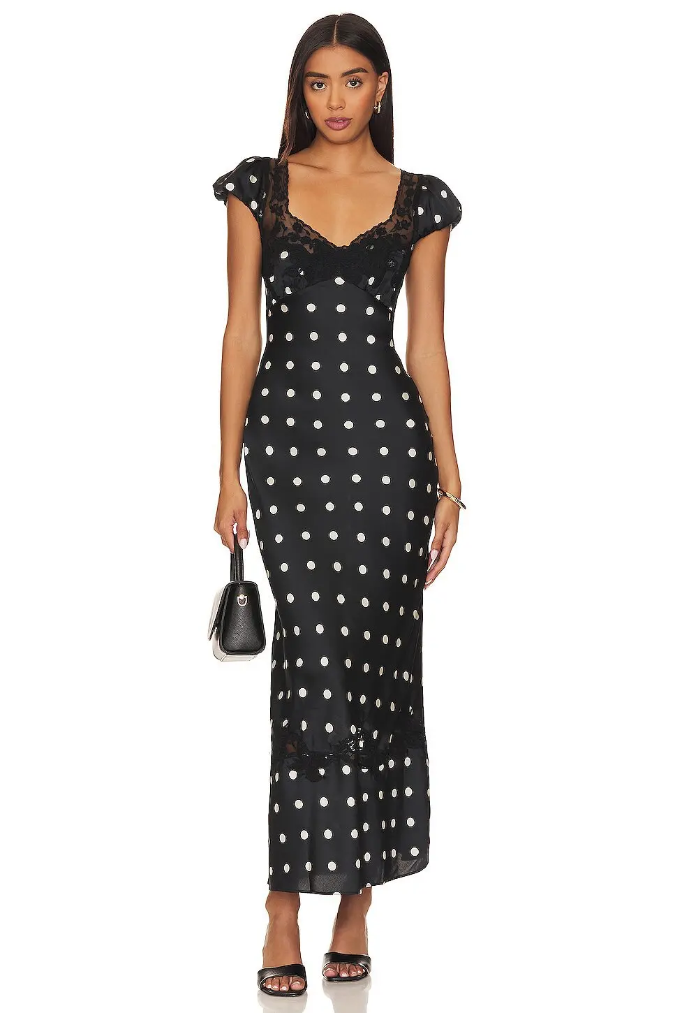 Fashionable Elegant Vintage Lace Patchwork Polka Dot Backless Maxi Dress For Women Luxurious Prom Dinner Party Wedding Guests