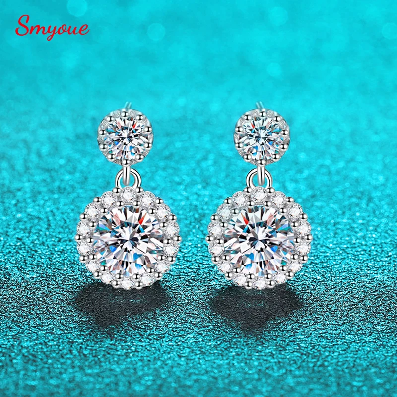 

Smyoue 2.6CT D Color Moissanite Stud Earrings for Women Sparkling Simulated Diamond Wedding Ear Studs 100% S925 Sterling Silver