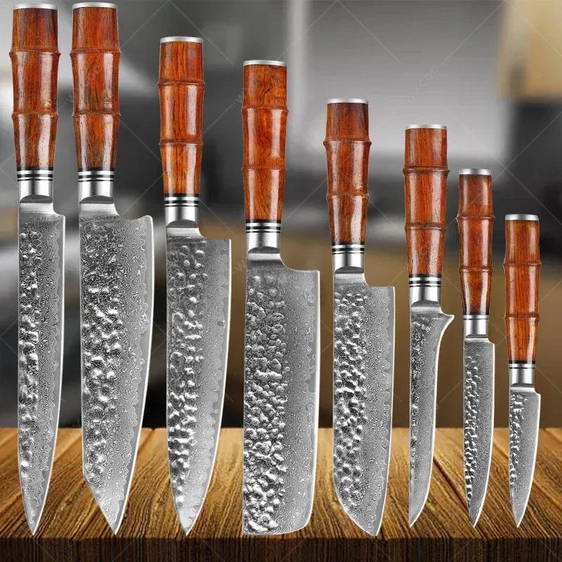 

WXCOO Kitchen Knives 67-layer Damascus Steel Rosewood Handle Series Chef's Knife Kitchen Sharp Slicing Knife Meat Cleaver