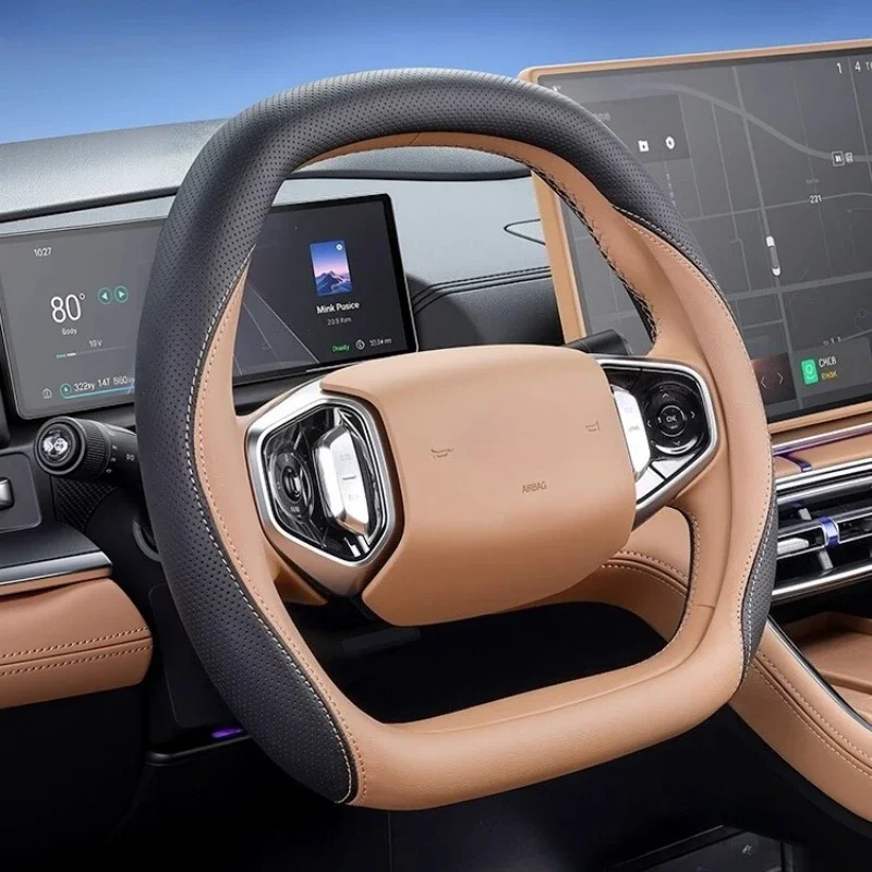 Hand‑Stitched Napa Leather Steering Glove for Geely Galaxy A7, Four‑Season Ultra‑Thin Protector