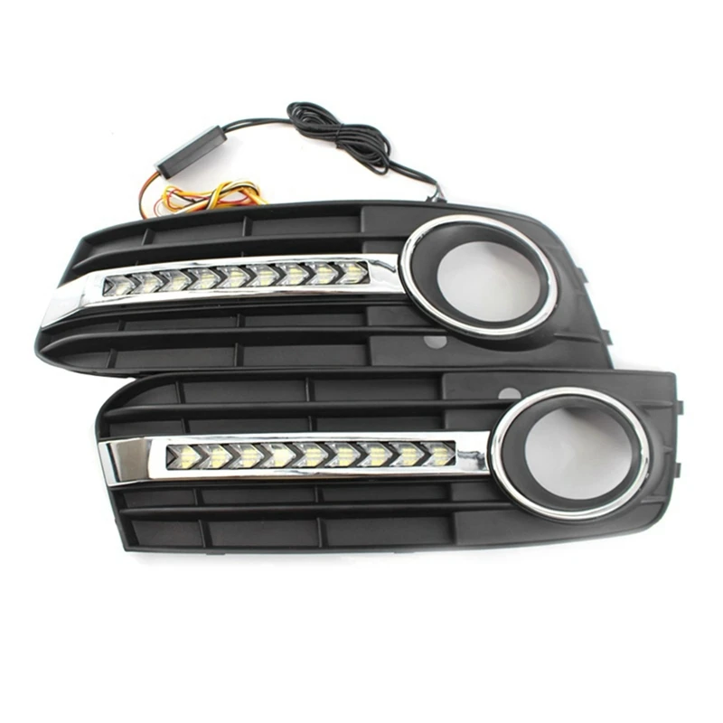 Car Fluorescent Daytime Running Light Mesh Grille Fog Lamp Frame Suitable For  A4 B8 2009-2011 8KD807682 8KD807681 Parts