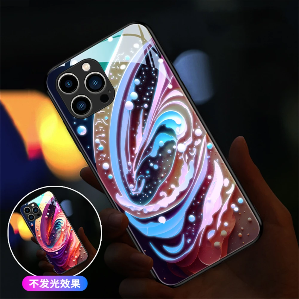 

Luminous Dream Universe Smart LED Light Glow Glass Phone Case For Samsung S10 S9 Note9 10 20 A54 A53 A52 A14 A50 A73 A72 A71 A33