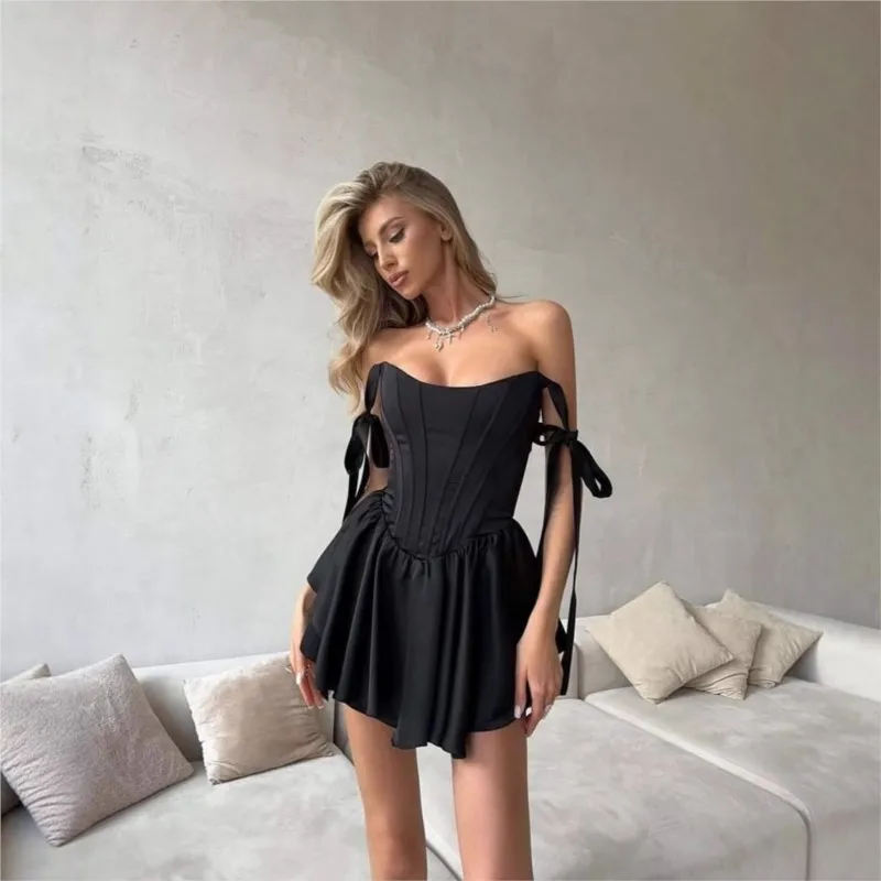 Abito da sera con cinturino per spaghetti Abiti Vestido 2025 Donna Stile semplice Temperamento Senza maniche Banchetto Festa Prom Tinta unita Slim