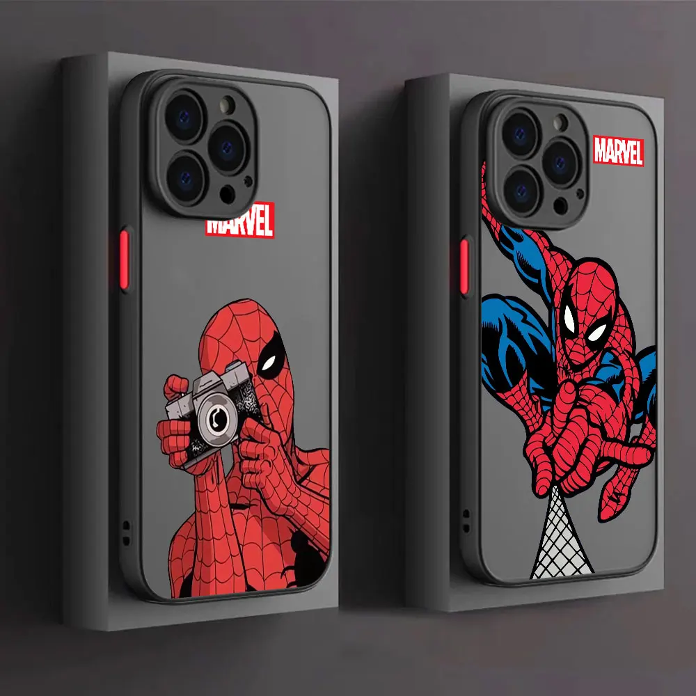 Marvel Spider Man Cool Handsome Phone Case Suitable For iPhone 16 15 11 14 12 13 ProMax Mini 7 8 Plus XS XR Anti Drop Hard Cover