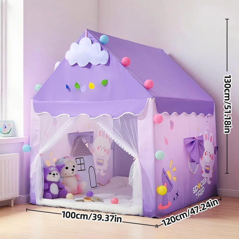 Barraca de jogo dobrável infantil, barraca de jogo portátil interna/externa com corte de janela, base secreta, decoração de festa de aniversário ideal g