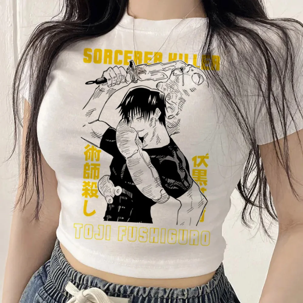Jujutsu Kaisen cropped top female cutecore baddie graphic t shirt gyaru emo vintage funny cheap