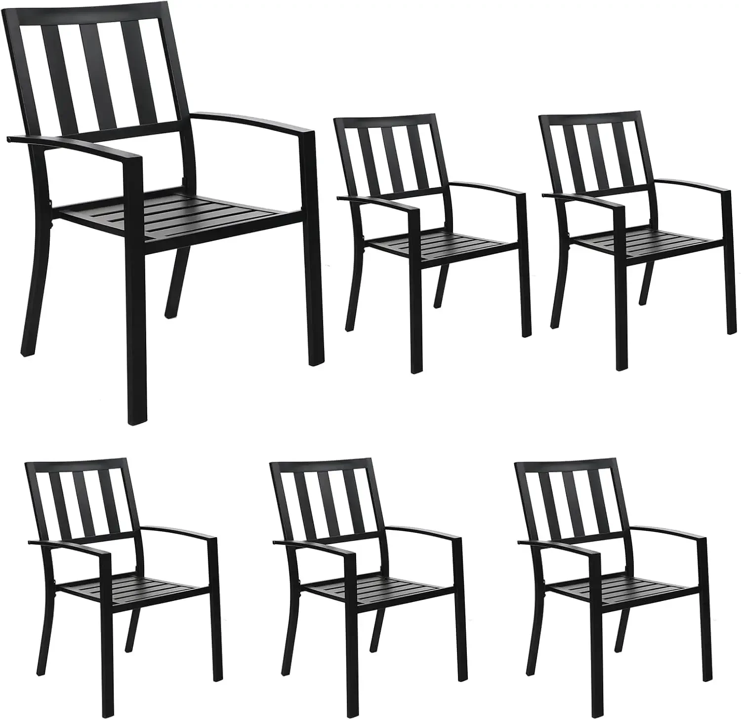 

MFSTUDIO 6 Piece Patio Dining Metal Chairs,Outdoor Wrought Iron Seating Stackable Bistro Chairs - Supports 301 LBS,(Black)