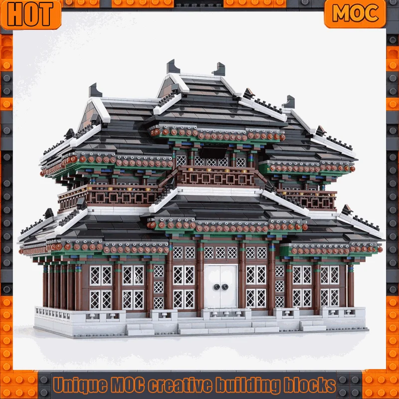 NEW 5981PCS Ancient Korean Palace Hall Model Building Blocks Custom Puzzle Asian Architecture Display Stand Gift For Collectors