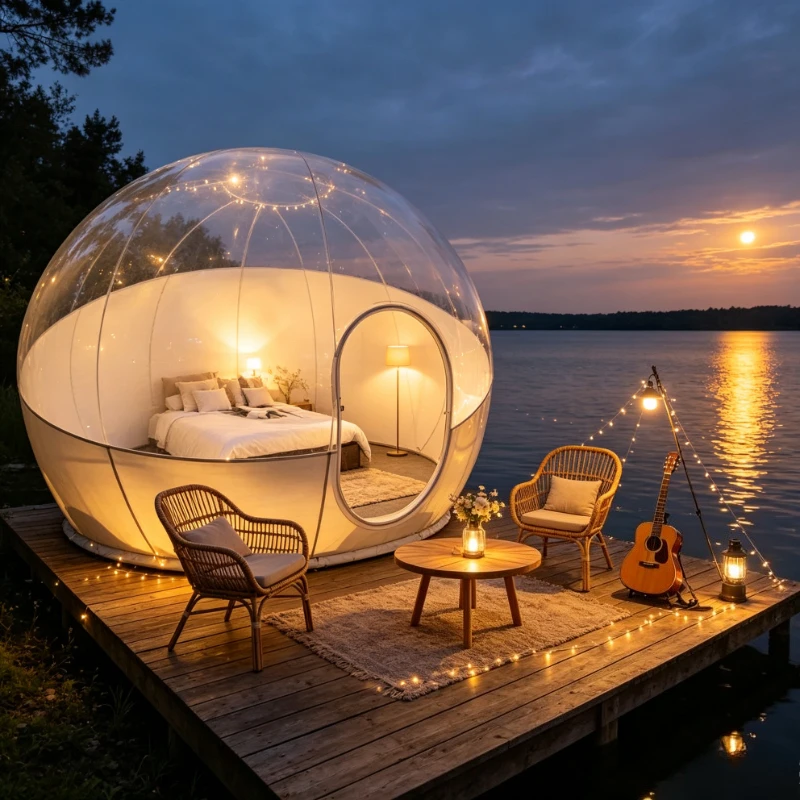 Customized Dome Clear Tent Outdoor Camping Waterproof PVC Panoramic View Easy Setup Family Use Weather Resistant