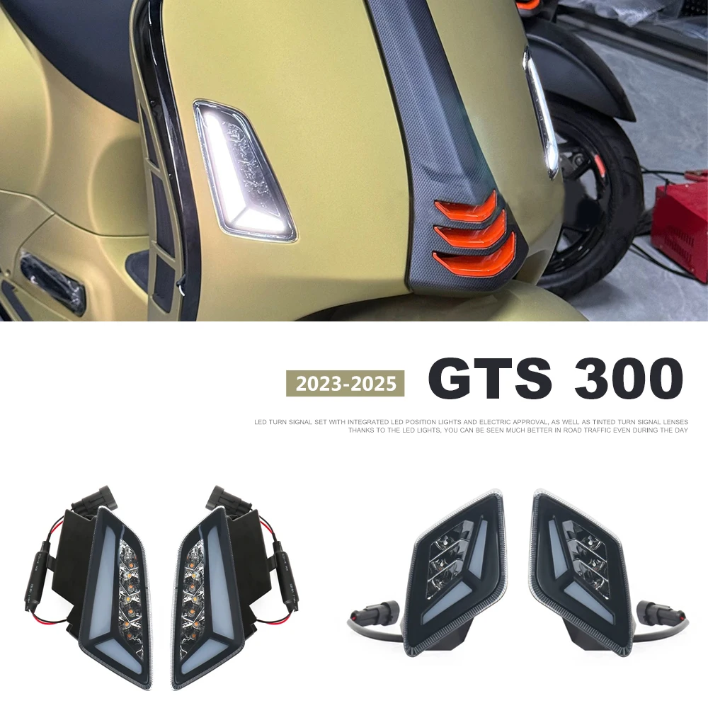 

Motorcycle Accessories LED Front Rear Turn Signal Indicator Daytime Running Light For Vespa GTS 300 GTS300 2023 2024 2025
