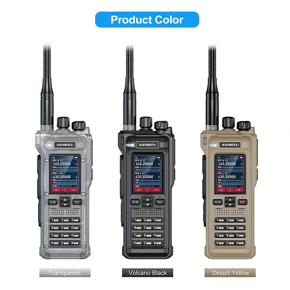 ANYSECU GT-12 FM AM UHF VHF Multi Band Handheld Radios 5W DTMF Walkie Talkie with Bluetooth Programming Function