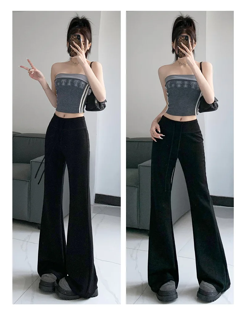 XIZOU Multicolored Drawstring Waist Casual Sweatpants Women Solid Simple Basic Minimalist Fitness Joggers Straight Pants