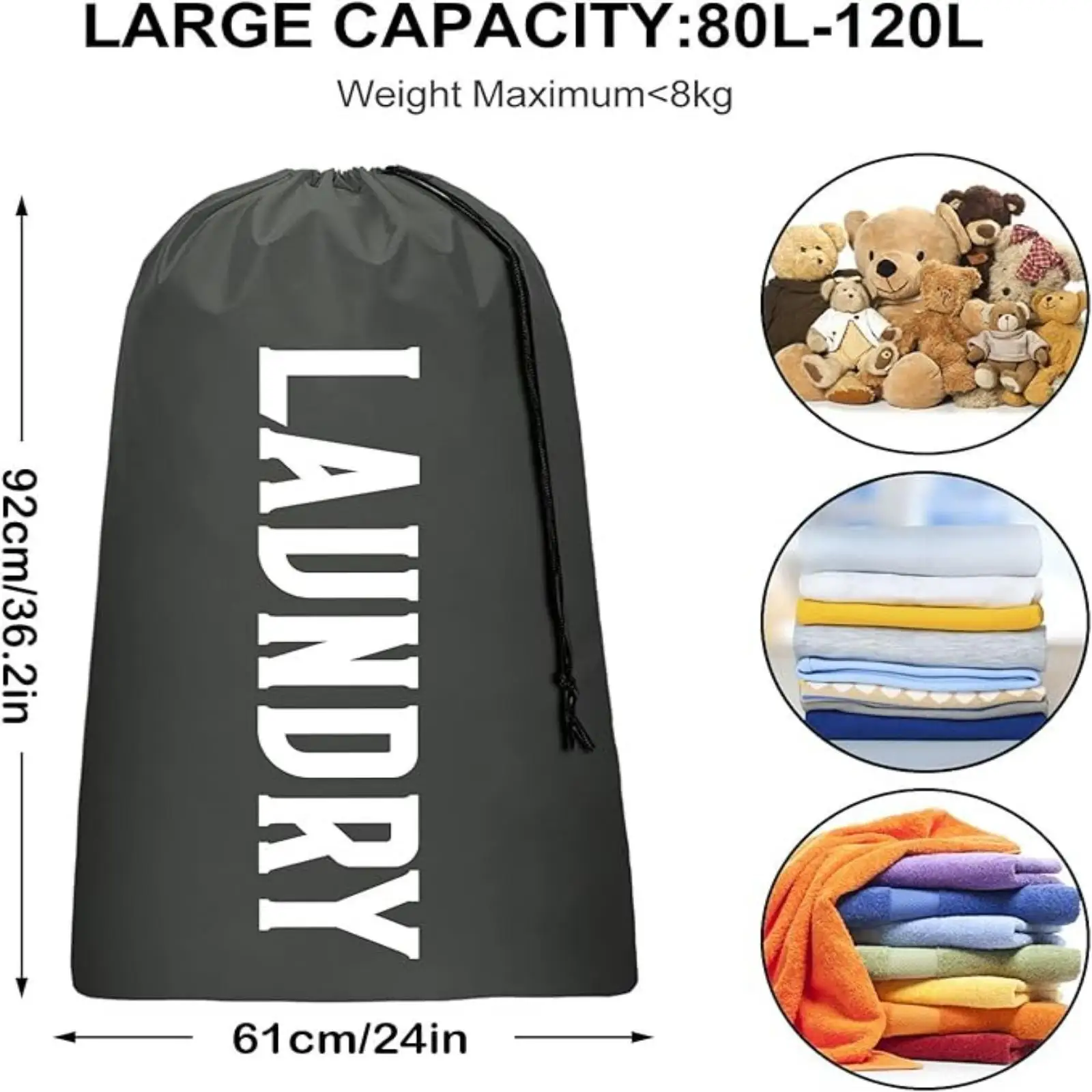 Clothes Storage Bag Oxford Cloth Laundry Bag Round Handle Dirty Laundry Storage Basket