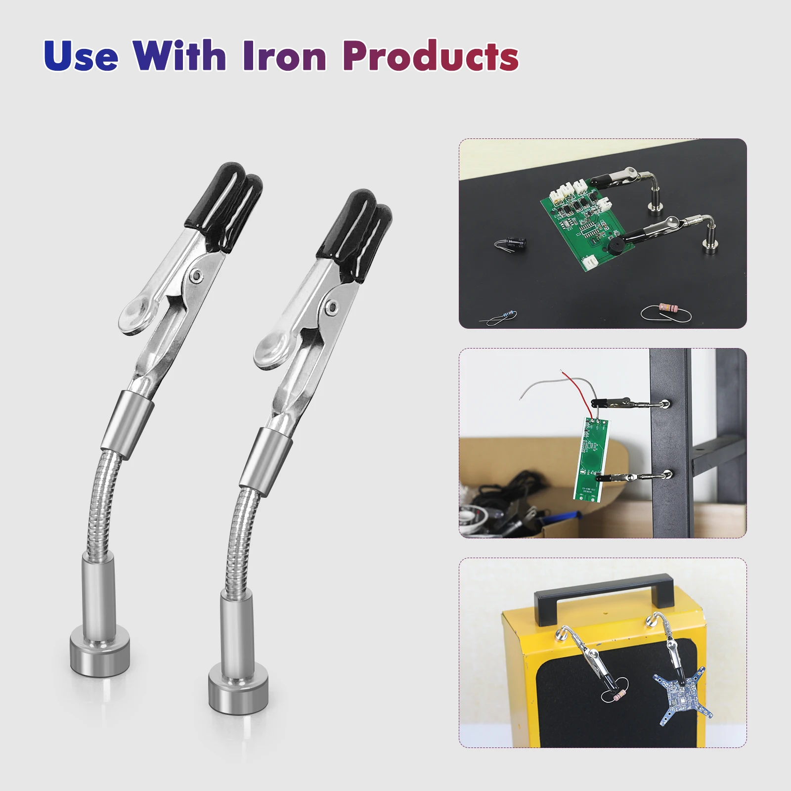 Mini Metal Flex Arm Magnetic PCB Board Holder Soldering Third Helping Hands Welding Positioner Electronic Repair Tool