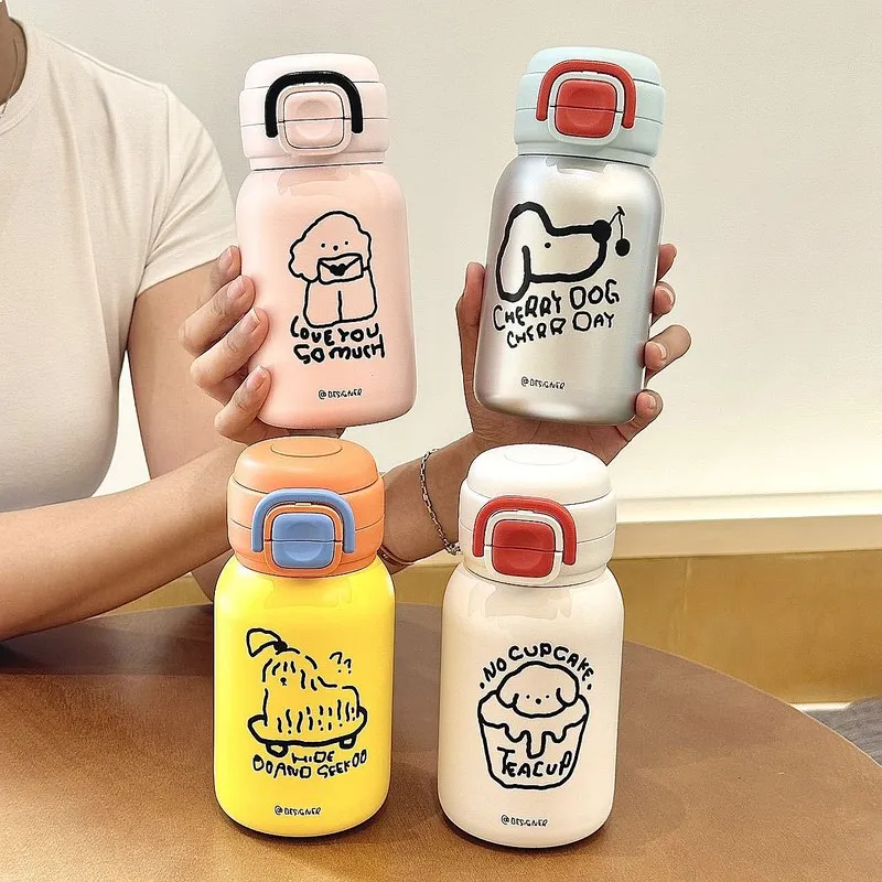 

New High Appearance Dual Use Push Button Cup 316 Stainless Steel Vacuum Insulated Tumbler Portable Student Straw Water Bottle