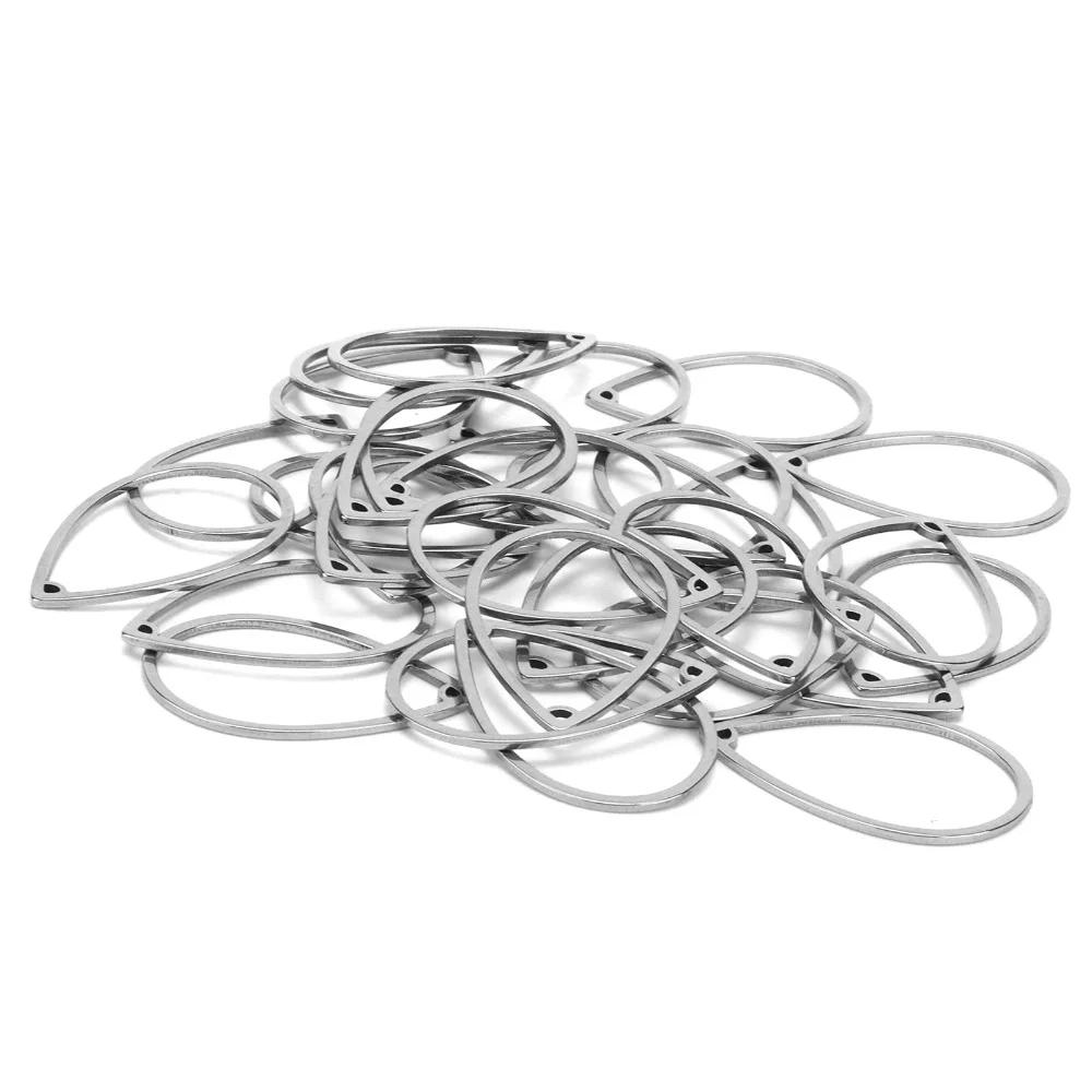 

30 шт. коннекторов для серег из нержавеющей стали, полые, 33,5x21,7 мм, геометрические подвески с отверстием, в форме капли, для проектов по бисероплетению