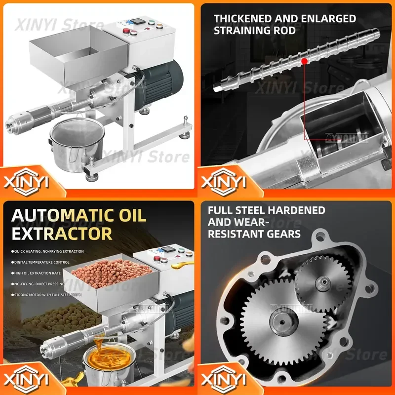 Oil Press Machine for Extracting Oil from Seeds Nuts Beans Stainless Steel Commercial Grade Home Kitchen Use for Cold